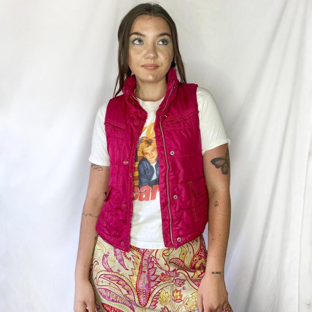GAP pink puffer vest
